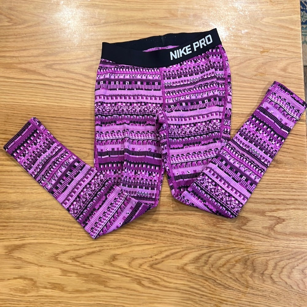Purple Nike pro leggings kids